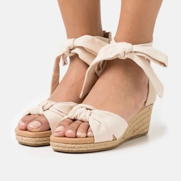 UGG Shoes Ugg Yarrow Canvas Suede Ankle Wrap Espadrille Wedge